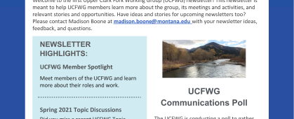 Upper Clark Fork Working Group releases first newsletter